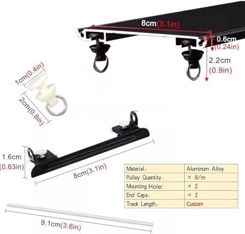 Low Profile Double Curtain Track | Adjustable Ceiling Mount Room Divider Rail, Cuttable Aluminum Rod for Home & Office (4ft-20ft) - Versatile, Easy Install, Sleek Design