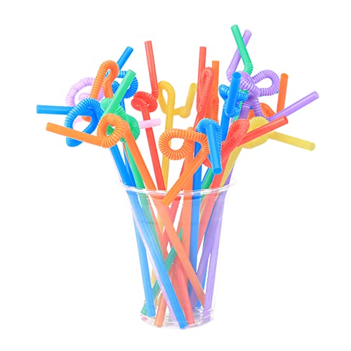 300 Pcs Flexible Colorful Disposable Plastic Bendable Drinking Bendable Straws, 10.4" Long And 0.23'' Diameter #TOP6
