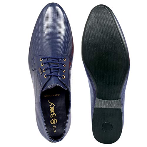 Image of BXXY Men's 9 cm (3.5 Inch) Height Increasing Dress Shoe Derby Lace-Up Formal Patent Faux Leather Shoes