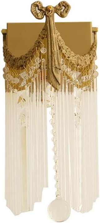 Modern Indoor Kitchen Island Decor Wall Light Vintage Glass Wall Sconce Creative Long Crystal Tassel Wall Lamp Gold Vintage Sturdy Farmhouse Wall Lighting Fixture For Bedroom Living Room Girls