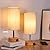 Yarra-Decor Bedside Lamps with USB Port - Touch Control Table Lamp for Bedroom Wood 3 Way Dimmable Nightstand Lamp Set of 2 with Round Flaxen Fabric Shade for Living Room, Dorm, Home Office (2 Pack)