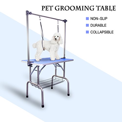 AODAILIHB Folding Pet Grooming Table for Dogs,Metal Tray, Lasso