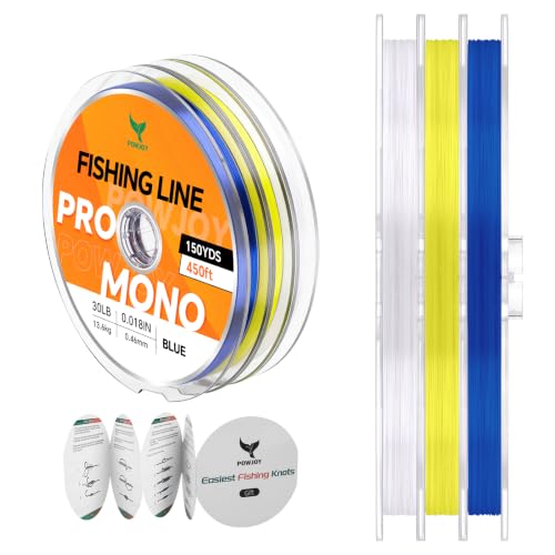 Image of Monofilament Fishing Line with Knot Guide Card, Tangle-Free Snap Ring for No More Mess, Low Memory Smooth Casting Nylon Mono String, 15 /20 /30 /50 /80LB, 220-1050 Yards