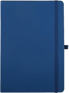 QQZSG メモ帳 ノートブック A5 ノートダイアリー 横罫線入り シンプル PUレザー 青 A5*5 手帳 日記帳 中型ノート 筆記用紙 120枚 ペンホルダー付き ノート 文房具 オフィス 事務用品 学生 ビジネス 社会人用 事務用品 お仕事 昇進お祝い