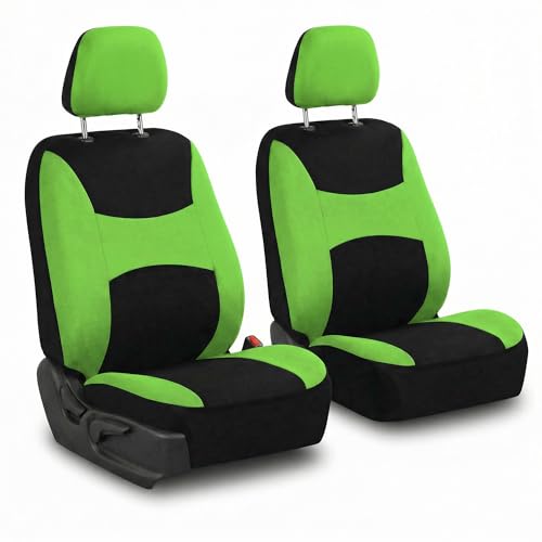 Image of FH Group Universal Car Seat Covers Front Set for SUV Truck Sedan Vans | Waterproof All-Purpose Cloth Seat Cover Set Airbag Compatible Washable Split Bench Protector Interior Upgrade - Green