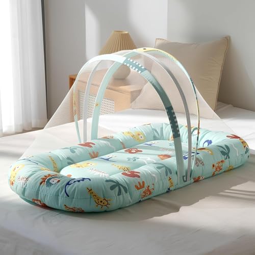 Image of StarAndDaisy 3 in 1 Baby Mosquito net /Nest for Sleeping - Mosquito net for Newborn Baby /Toddler -Soft & Comfortable Bed, Washable Design for 0-12 Months Baby -Aqua Print