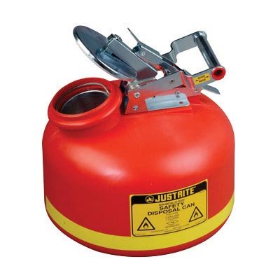 Justrite 2 Gallon Translucent Red HDPE Liquid Disposal Can with Stainless Steel Hardware (for Flammables and Corrosives)