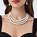 BABEYOND Round Imitation Pearl Necklace 20s Vintage Multi Strands Flapper Necklace for Party