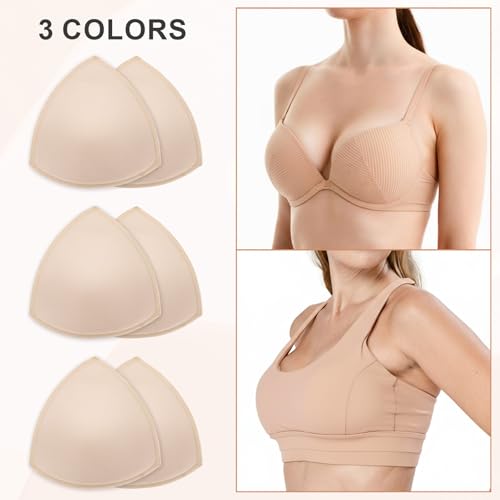 Image of Yolev 12 Pairs Bra Inserts Pads Triangle Removable Sports Bra Pads Inserts Bras Cups Insert Replacement