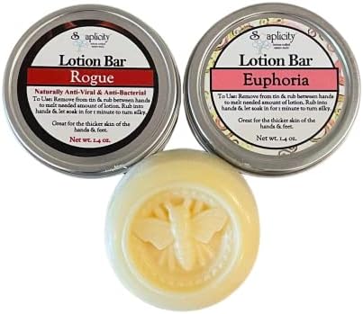 Lotion Bar All Natural Ingredients Moisturizing Soothing Lotion 2PK | Creamy Blend of Cocoa & Mango Butters, Moisture Locking Beeswax Infused W/Essential Oils