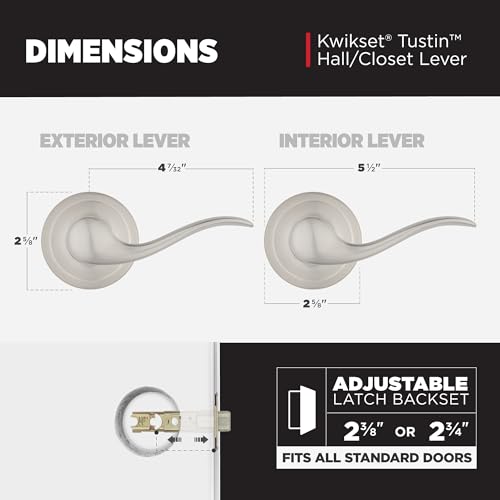 Kwikset Tustin Interior Passage Door Handle, Lever For Closet and Hallway Doors, Reversible Non-Locking Handle Lever, Satin Nickel, with Microban Protection by Kwikset - Image 3