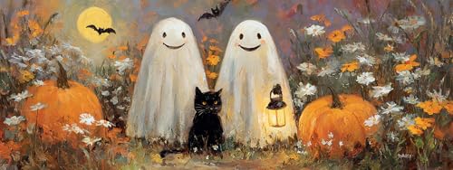 Pavemlo 5D ダイヤモンドアートキット 大人用 ハロウィン フルドリル ダイヤモンドアート 幽霊 ピクチャー ペイント ダイヤモンド付き DIY クロスステッチ ジュエルアート ラインストーン クラフト 自宅の壁の装飾用 30x80cm