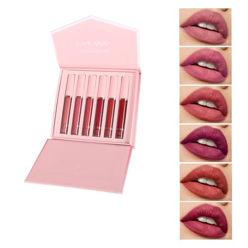 6 Piezas Set Pintalabios Permanente,Pintalabios Mate,Pintalabios Labial Larga Duracion Liquido Hidratante Impermeable,Regalo San Valentín Cumpleaños Para Mujeres Novia Niña (6PCS#B, 12ml)