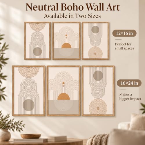 Boho Neutral Geometric Canvas Wall Art Set of 3 12x16 for Modern Decor - Image 5