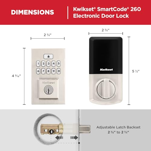 Kwikset SmartCode 260 Keyless Entry Electronic Keypad Deadbolt Door Lock with Auto-Lock, Custom User Codes, Advanced Security in Satin Nickel Contemporary - image 9