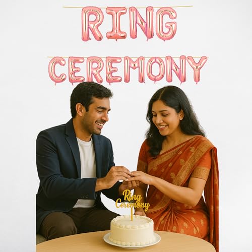 Image of Ring Ceremony Banner Rose Gold for Engagement Wedding Home Boys Girls Men Women Foil Balloon Decoration Decor Celebration