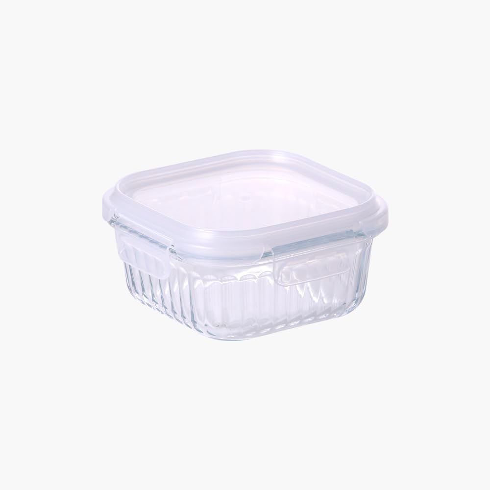 Wave Lock Square Glass Food Container with Lid, 520 ml Capacity