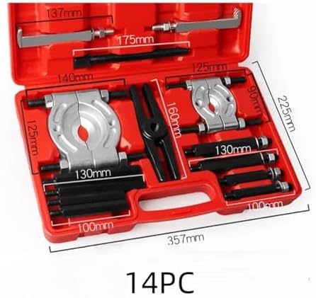 14-Piece Adjustable Bearing Puller Set - Mechanical Double Disc Separator & Gearbox Remover Tool Kit with Storage Box for Easy Organization and Use
