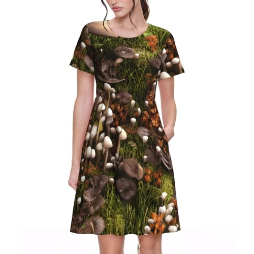 Robe d'été décontractée originale à imprimé champignon unique