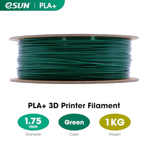 Image of eSUN PLA+ Filament 1.75mm, 3D Printer Filament PLA Plus, Dimensional Accuracy + /- 0.03mm, 1KG Spool (2.2 LBS) 3D Printing Filament for 3D Printers, Green