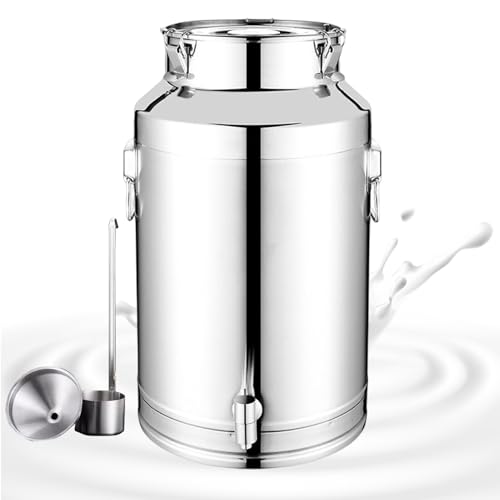 Contenedor de transporte de bebidas de acero inoxidable con tapa sellada y espiga opcional para un almacenamiento seguro y duradero de leche, vino, té