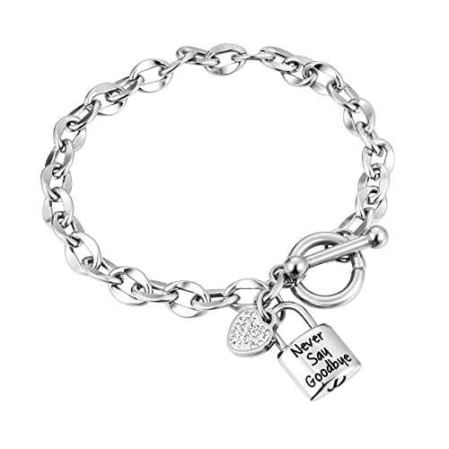 abooxiu Lock Urn Bracelet for Ashes - Crystal Heart Cremation Bracelet - Stainless Steel Memorial Ash Holder for Men Women - Silver