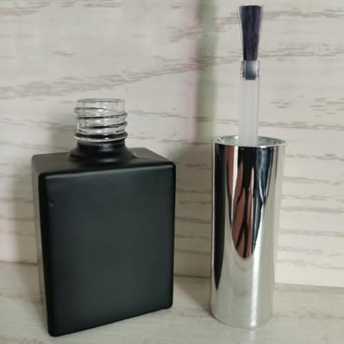 Bottiglie di smalto per unghie all'ingrosso 15ml Spazzola per unghie Bottiglia di vetro Confezione per unghie con barra della spazzola Bottiglie di olio per unghie quadrate nere-10 pezzi, cappuccio d