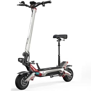 NANROBOT Electric Scooter (Silver with damper & seat) – 3000W Motor, 50 MPH Top Speed, 80 Mile Range