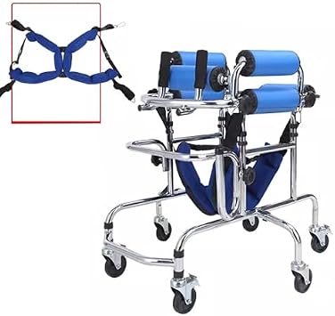 Pediatric Walker with Wheels for Children, Gait Trainer, Height-Adjustable Kids Upright Standing Aid with Stainless Steel Frame, 6/8 Wheels Mobile Rollator Color B, Size