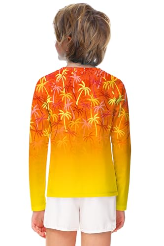 Image of AOBUTE Unisex Kids Rash Guard Long Sleeve SPF 50+ Sun Shirt UV Protection Swim Shirts 3-12 Years