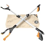 EZPIK® Grip Aid Tool Grabber Reacher + Magnets - Grabbers for Seniors, Trash Picker Upper Grabber - Trash Grabber Tool- Reacher Grabber Pickup Tool (Silver, 26