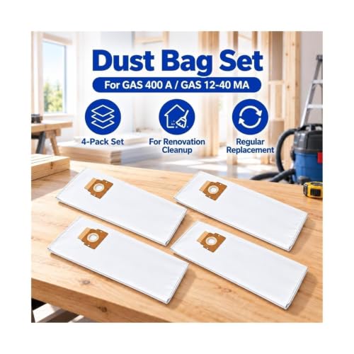 4 Dust Bags Compatible With Bosch GAS 400 A/GAS 12-40 M...