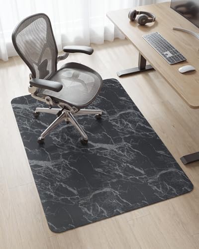 Asrug Office Chair Mat for Hardwood Floor 36" x 48" Desk Computer Chair Mat for Rolling Chair PVC Plastic Durable Non-Slip Under Desk Rug,Hard Floor Protector for Office Home, Gray Marble Design Mat