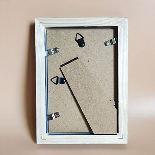 Image of 3.5x5 Picture Frames Blue Solid Wood Frame, Plastic Panel (Film Needs to be Removed) Table or Wall.Front Window Opening 3x4.5 inch.