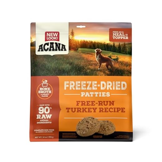 ACANA Grain-Free High Protein Freeze Dried Dog Food & Topper Free-Run Turkey Recipe Patties 14oz Bag
