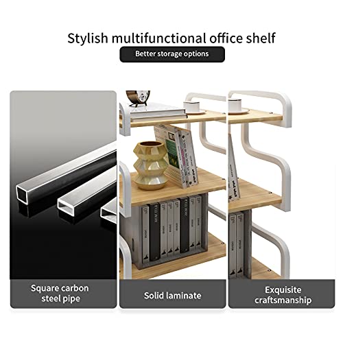 PUNCIA 3-Tier Home Office Printer Stand File Storage Rack with Anti-Skid Pads Floor-Standing Home and Office Organizer Multi-Purpose Office Book Storage Shelf for Fax Scanner Files Stationery (Brown)