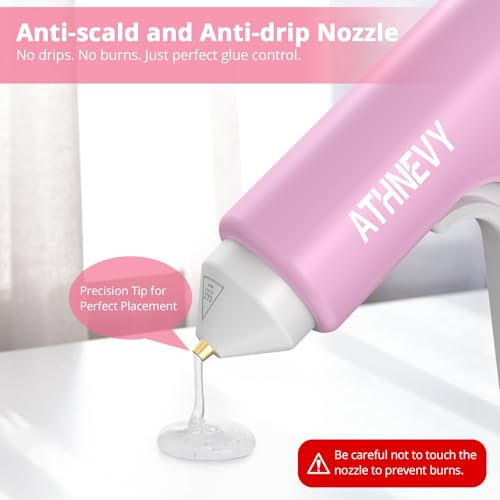 Cordless Hot Glue Gun, 4V 10s Fast Preheat, USB-C, 2000mAh Battery with Indicator, Smart Temp Control, Anti-Drip, Auto-Off, 30×7mm Glue Sticks, DIY Crafts, Home Repair, School Project (Pink) by Athnevy - Image 4