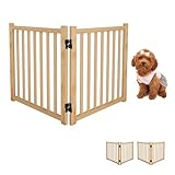 YOCAN ペイントフリー 木製 自立型犬用ゲート 家 出入り口 階段 木製犬用フェンス 屋内ペットゲート ステップオーバーフェンス 2パネル H:23インチ (2個)