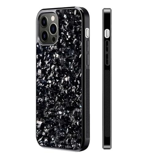 cookx Funda magnética de fibra de carbono forjada para teléfono iPhone a prueba de golpes, soporte de carga inalámbrica (para iPhone 13 Pro, plata)