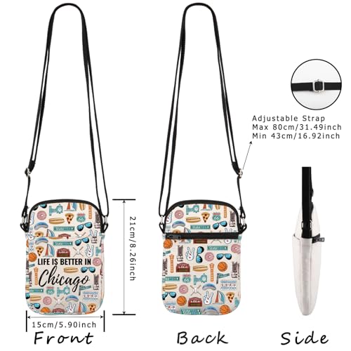 WCGXKO Chicago Gifts Life Is Better In Chicago Souvenirs Crossbody Bag For Women Chicago Travel Trip Gift2
