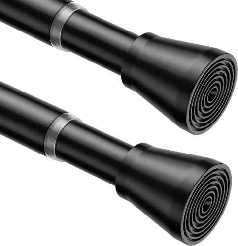 Image of AIZESI Spring Tension Rods Adjustable Tension Curtain Rod Small Tension Rod No Drilling Expandable Spring Loaded Curtain Tension Rod(Black,36 inch to 63 inch-4Pcs)