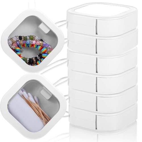 6 Pcs Hair Tie Organizer, Portable Hair Accessory Storage Containers Small Stackable Hair Ties Travel Holder Cotton Swab Dispenser Hair Accessories Organizer Box