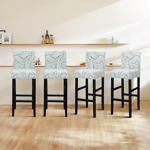 Image of Lellen Bar Stool Chair Covers Set of 4,Jacquard Bar Stool Cover Barstool Covers Slipcovers Stretch Bar Stool Covers with Backs Bar Stool Protector Covers for Kitchen Dining Room Counter Island