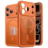 Immagine di JETech Cover Magnetica per iPhone 17 Pro Max 6,9 Pollici Compatibile con MagSafe, Custodia Sottile con Pulsante di Controllo della Fotocamera Integrato, Retro Traslucido Opaco (Arancione)