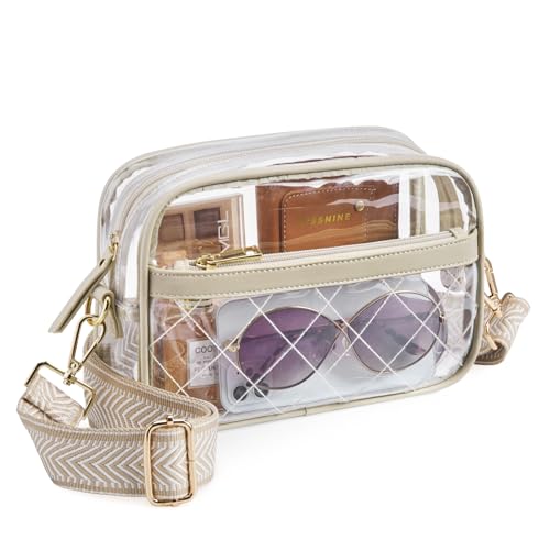 Missnine Clear Bag for Stadium Events Quilted Clear Purse for Women Stadium Approved PVC Crossbody Concert Bag