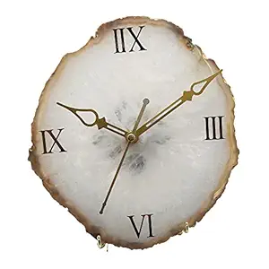 eshoppee 8 inch Natural White Agate Clock with Stand, Luxury Stone Clock for Home Decoration, Beautiful Stone Clock for Any Room (10)