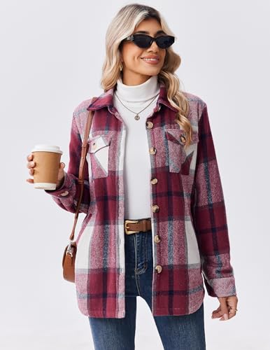 Zeagoo Warm Jackets for Women Sherpa Fleece Winter Coats Flannel Shacket - image 4