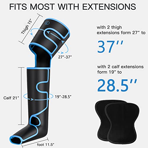 CINCOM Leg Massager with Heat, Air Compression Leg Massager for Circulation, Full Leg Massager with 3 Heats 3 Modes 3 Intensities Sequential Compression Device for Pain Relief (Blue) - Thumbnail 6