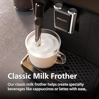 Philips 2200 Series Fully Automatic Espresso Machine, Classic Milk Frother, 2 Coffee Varieties, Intuitive Touch Display, 100% Ceramic Grinder, AquaClean Filter, Aroma Seal, Black (EP2220/14)
