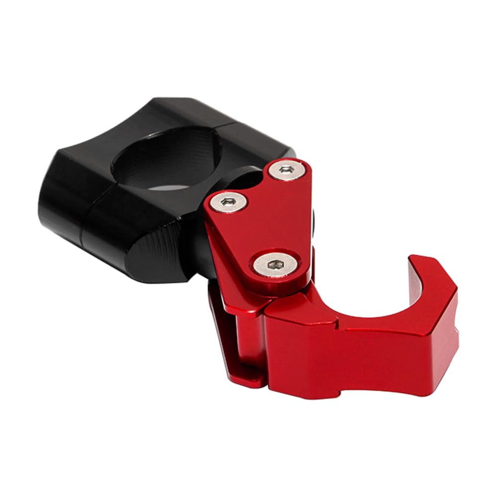 Sarini Gancio per Manubrio, Cinturino con Gancio Pieghevole, Gancio per Casco per Manubrio in Lega di Alluminio Universale per Moto Accessorio per Moto(Rosso)